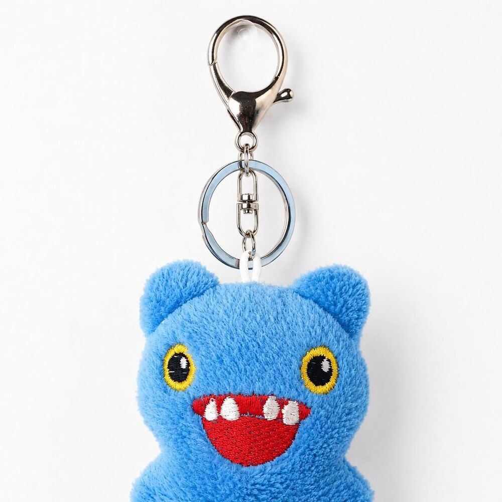 Womens Purse Bag Charm Keychain Blue Monster Plush